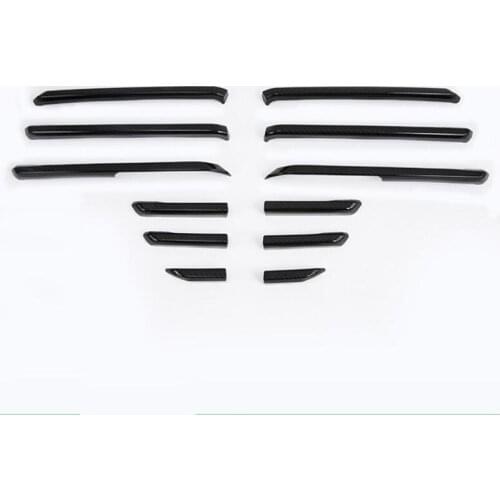 For Mazda3 Axela 2017 12PCS Carbon Fiber ABS Chrome Car Front Grill Grille Decorative Cover Trim Car Styling Auto Accessories