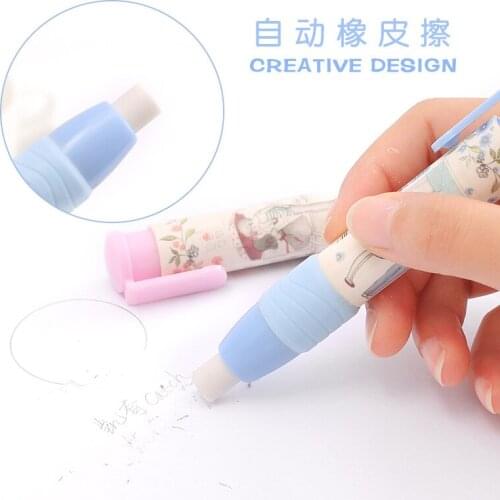 2pcs/lot Students Pen Shape Hand Press Eraser Rubber Stationery Kid Gift Toy