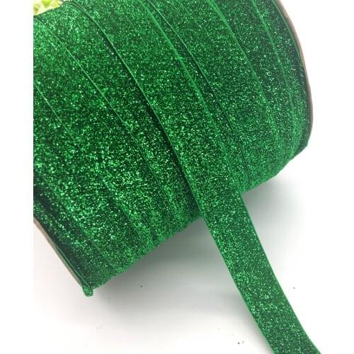 3 Yards 1"(25mm)Wide Glitter Green Velvet Ribbon Headband Clips Bow Wedding Decoration