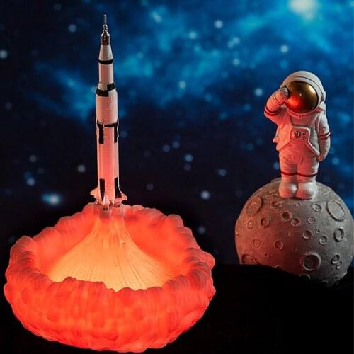3D Lamp Simulated Rocket Lights Novelty 3D Printing Space Shuttle LED Night Lights for Space Lovers Children Atmosphere Light
