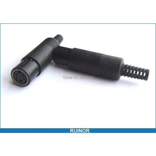 5 pcs 4 Pin Mini DIN Female Jack plug Connector with Plastic Handle Soldering