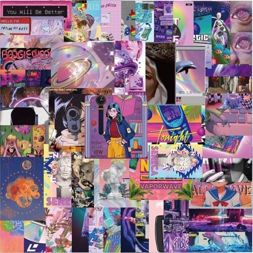 50pcs Cartoon Cute Steam Wave Girl Graffiti Stickers Waterproof Suitcase Motorcycle Notebook Decoration Classic Laptop Decals