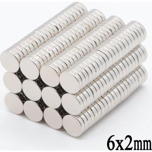 500pcs 6x2mm bulk small round NdFeB disk magnet diameter 6mm x 2mm strong rare earth neodymium iron boron magnet