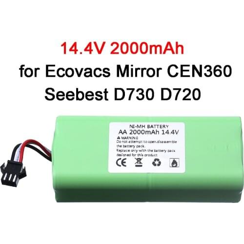 14.4V Ni-MH AA rechargeable battery cell Pack 2000MAH for Ecovacs Mirror CEN360 Seebest D730 D720 Vacuum Cleaner Robot
