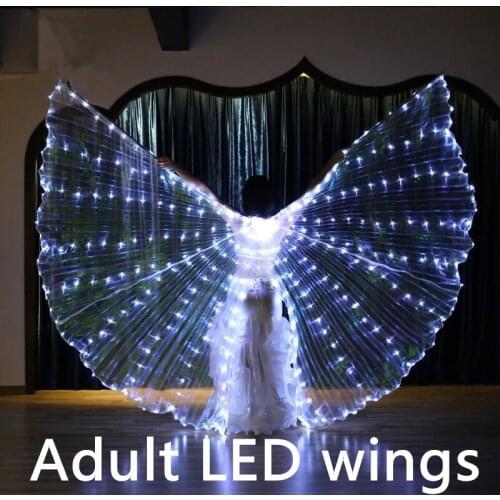 Accesorios de danza del vientre para adultos alas Led con bastones ajustables accesorios de rendimiento de escenario brillantes