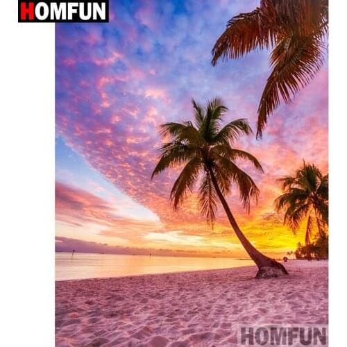 HOMFUN Full Square/Round Drill 5D DIY Diamond Painting "Beach scenery" Embroidery Cross Stitch 3D Home Decor Gift A17586