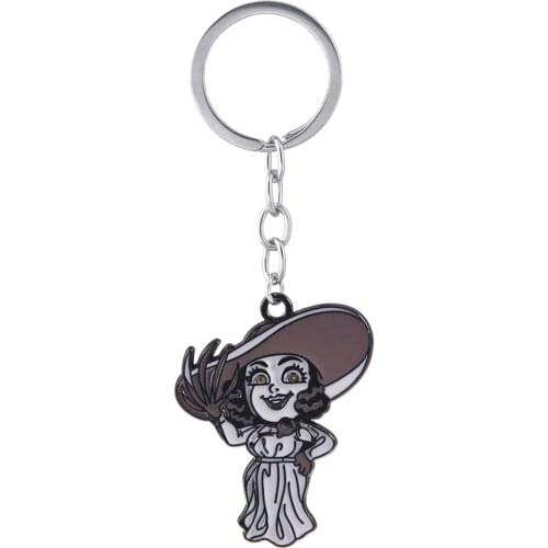 Game Lovers Accessories Biohazard Village Lady Alcina Dimitrescu Cartoon Alloy Metal Enamel Keychain Keyring Key Chain