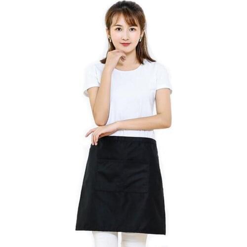 Pure Black Unisex Waterproof Greaseproof Short Half Apron Housework Cooking Tool
