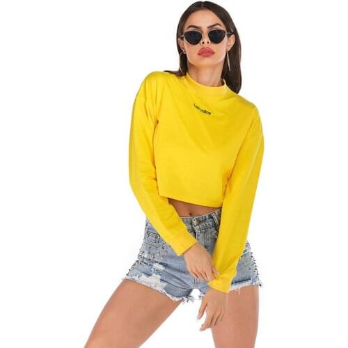 Neatie kiddie Solid Women Short Sweatshirt Letter Embroidery Streetwear Casual Basic Slim Hoodies Sweatshirt Women Clothes 2019