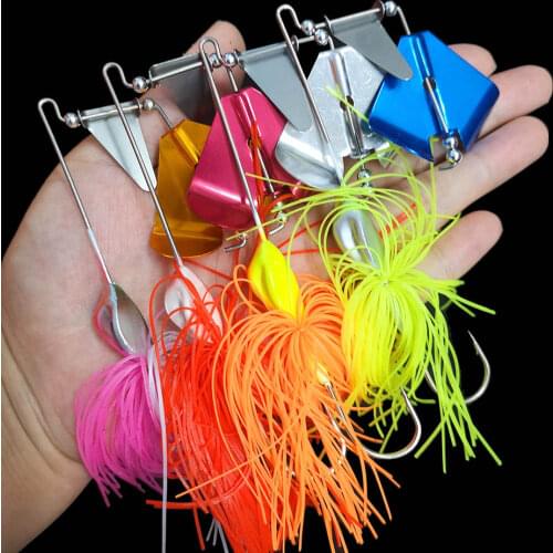 Hengjia 4pcs 21g Spinner Bait Buzzbait Metal Jig Willow Blade Fishing Lure Wobbler Chatterbait for Bass Fishing 4 Colors