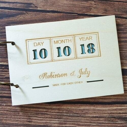 Custom Personalized Wedding Wooden Guest Book Rustic Wedding Guestbook Album Wood Engagement Gift Wedding Memory Book