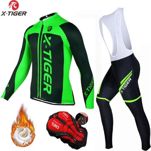 X-Tiger Winter Cycling Jersey Set Thermal Fleece Cycling Clothes MTB Bicycle Clothing Keep Warm Mountain Bike Cycling Wear Suit