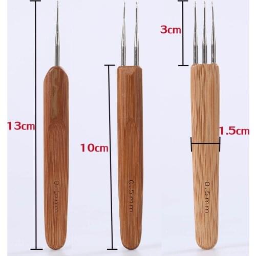 Leeven corchet hook For Dreads Tool Bamboo Dreadlock Crochet Needle Soft Touch Steel Double 0.55mm Braids Hair