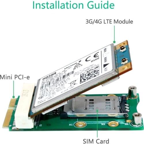 Mini PCI-E Adapter with SIM Card Slot for 3G/4G ,WWAN LTE ,GPS card