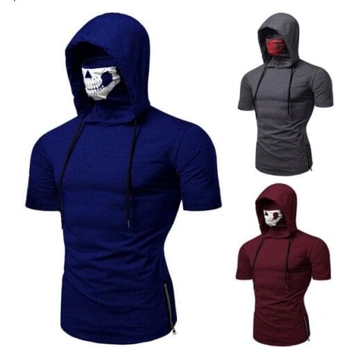New T-shirt Mens Summer Short Sleeve Hooded Pullover Tops Streetwear Fashion T shirts Casual Hoodie 2020 Tees