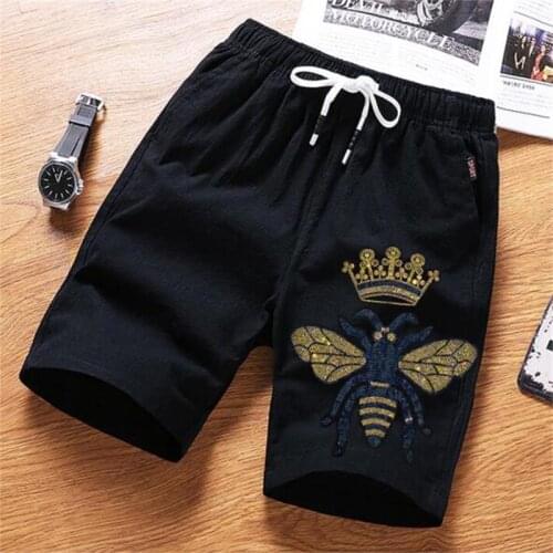 New Hot Trend Mens Summer Cotton Breathable Sports Loose Rhinestone Beach Shorts Plus Size 4XL