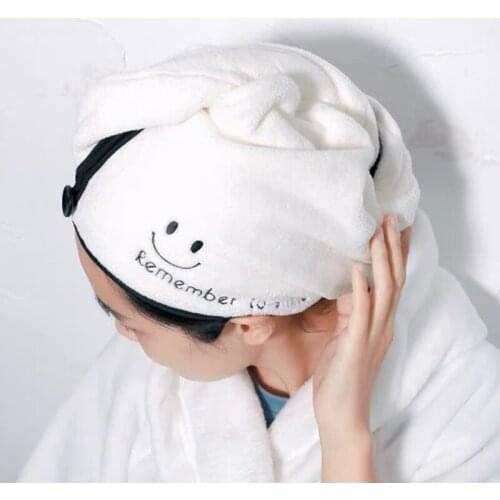 New English Pattern Dry Hair Hat Non-slip Yarn Towel Shower Cap Coral Fleece Durable Absorbent Quick-drying Hair Towel For Home