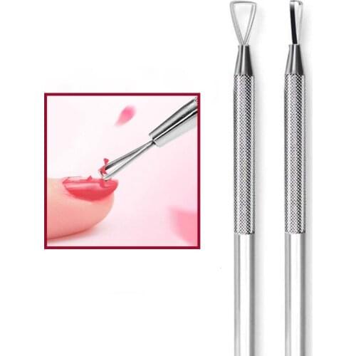 Stainless Steel Nail Polish Remover Triangle Head Nail Art UV Gel Removal Stick Cuticle Pusher Varnish Cleaner Pedicure Manicure