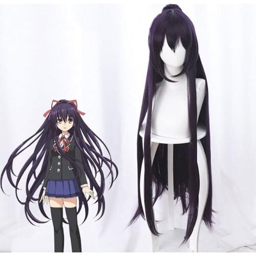 Dating Battle III Night Sword God Shika Dark Purple Long Hair Ponytail Cos Wig Anime Cosplay Game Long Straight Perform Hair Wig