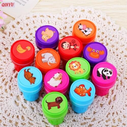 10PCS Children Seal Ink Stamp Plant Cartoon Animal Letter Pattern Children Parent-child toys Toys Gifts Party Supplies 7zMM146