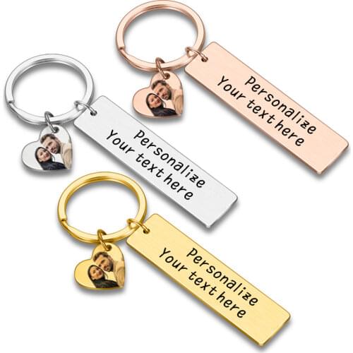 Custom Couple Keychain for Boyfriend Girlfriend Engraved Private Photo Name Text Keyring Wedding Anniversary Gifts