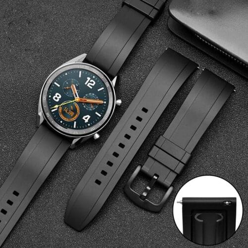 Rubber Strap Watchband 20mm 22mm 24mm Sport Waterproof Rubber Bracelet Belt Band for Amazfit Huawei GT 2 Honor Watch Magic