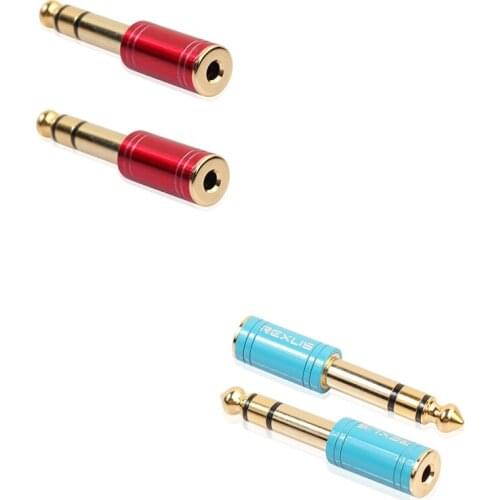 REXLIS 6.35mm Male Jack Plug to 3.5mm Jack Stereo Socket Female for Headphone Adapter to Mixer Amplifier 6.35 Adapter,2Pack
