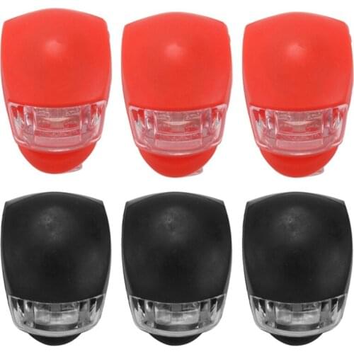 Silicone Light Bike Lamp, 6 pcs LED Bike Light Set (3x LED White & 3x LED red light) Flashlight Flashlight for Mountainbikes Cam