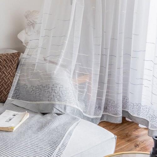 Landscape Embroidered Sheer Curtains for Living Room Bedroom Kitchen White Tulle for Windows Voile Drapes Custom Home Decoration