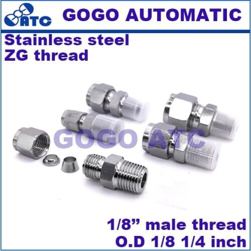 High quality quick coupler ZG 1/8'' male thread, O.D 1/8 1/4 inch hard tube stainless steel straight connectors fittings