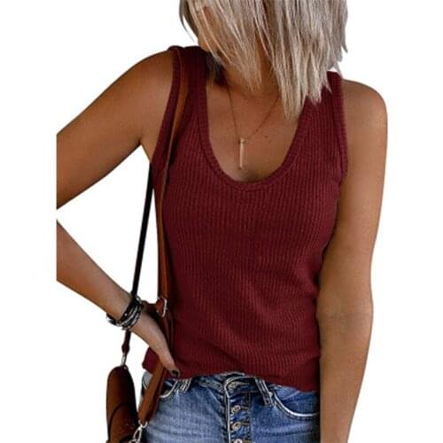 Womens T-Shirt Sleeveless Knitting Line Solid Color Summer Vest Top Casual Short Sleeve Shirt Street Commuting Low Collar Top