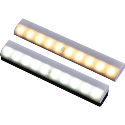 10 LED Magnetic Motion Sensor Lights Stick-on Sensing Night Light for Cabinet Wardrobe Closet