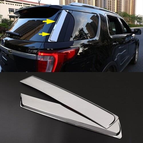 2pcs For Ford Explorer 2016 - 2018 ABS Chrome Rear Window Triangle Cover Trim car styling