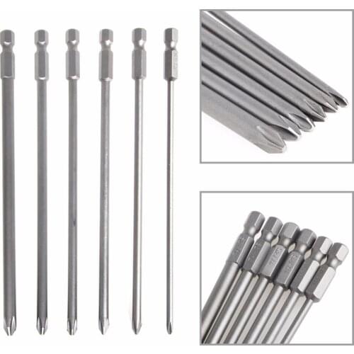 2019 Hot 6PCS/SET 1/4'' Shank 150mm Long S2 Steel Magnetic Hex Cross Head Screwdriver Bit New