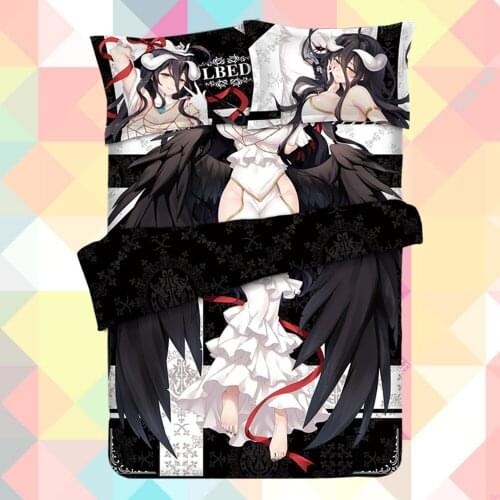 Anime Cartoon Albedo Quilt Cover Bedding Set With Pillow Cases Bed Sheet Duvet Cover Set 4pc CP180002