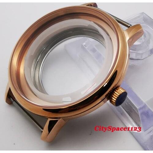 40mm Corgeut sapphire glass rose gold watch case set suitable for ETA 2836 Miyota 8215 st1612 movement