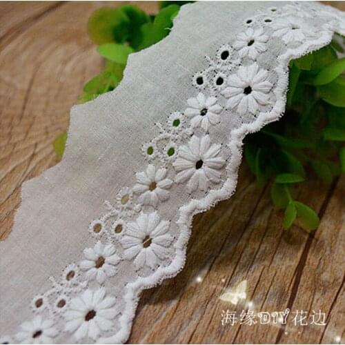 5 Meters 5cm Width 100% Cotton White Lace Clothing Flower Pattern Lace Trim DIY Accessories Wedding Decoration