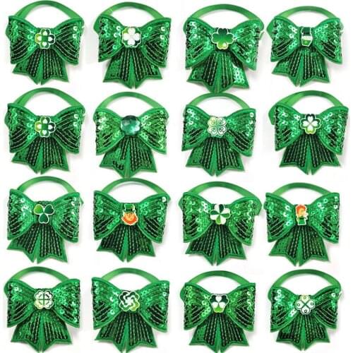 50/100pcs Dog ST Patricks Day Bow Tie ST Patricks Day Pet Supplies Dog Accessories Small Dogs Pet Cat Bowties Necktie Dog Ties