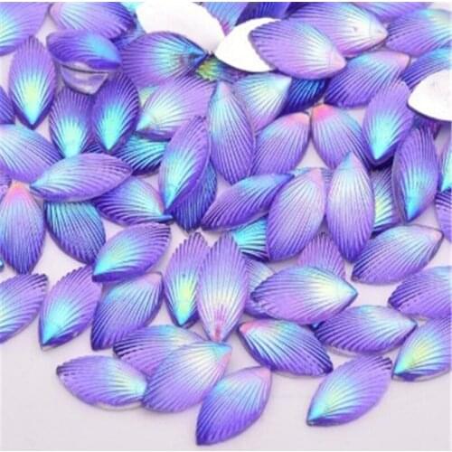 50pcs 7x15mm Shell Texture Resin Shiny Diamond DIY Hair Accessories Wedding Birthday Party Doceration Home Party Supplies DGU25