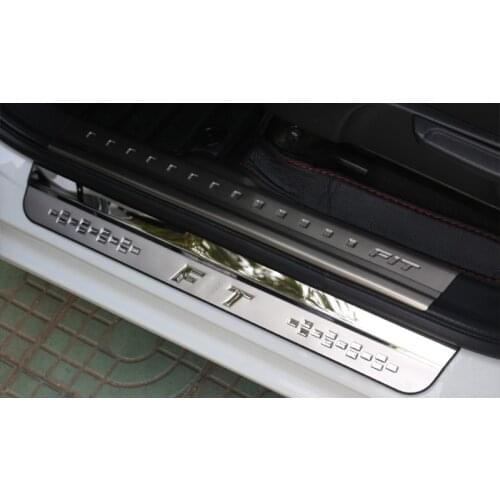 For Honda FIT JAZZ 2014 2015 2016 2017 2018 accessories Stainless Steel Door Sill Trim Protectors Guard Cover Trim Car Styling