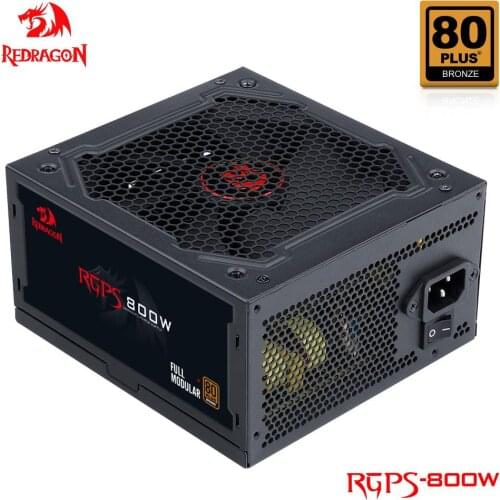 REDRAGON RGPS 800W PC PSU Power Supply 80PLUS Bronze Gaming Quiet 120mm Fan 24pin ATX/EPS 12V PFC FULL MODULAR computer BTC