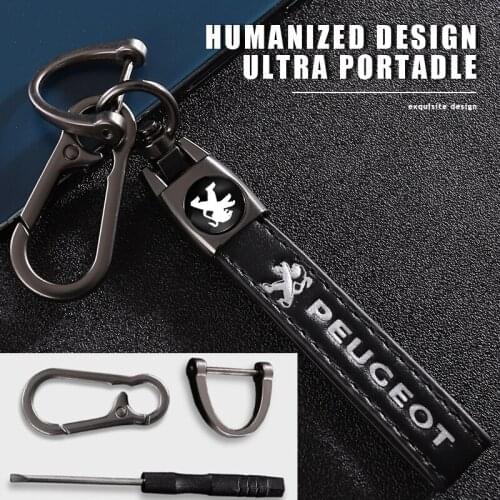 Steel Buckle Car KeyChain With Auto Logo Metal Key Ring Anti-Lost Accessories For Peugeot 407 508 2008 5008 307 308 3008 206 207