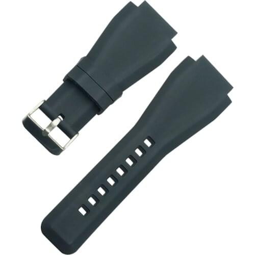 Black nature Rubber Watch Band Strap for Bell & Ross BR-01 and BR-03 And Buckle Watchband DIY Replace