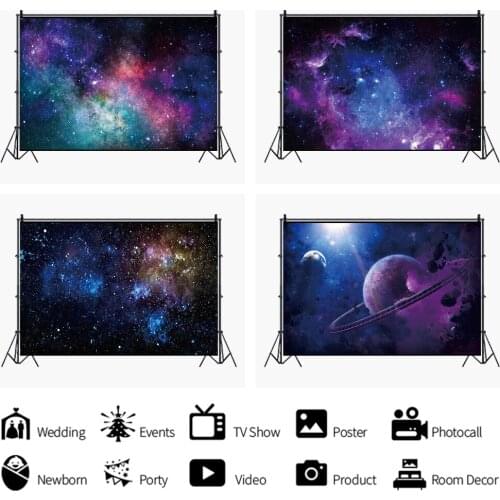 Purple Pink Fantasy Starry Universe Galaxy Backdrops Photographic Photo Background Photography Studio Props Photocall