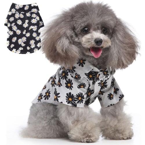 Hawaiian Dog Shirts Daisy Pattern Dog Costume Beach Pet Clothing for Small Medium Dogs Printing Dog Clothes for Teedy Schnauzer