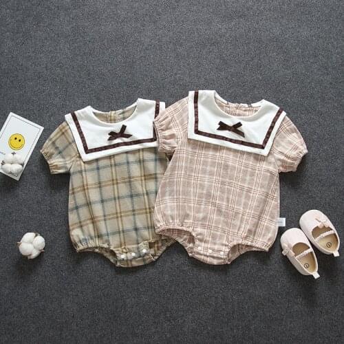 IENENS Baby Girls Rompers 0-24 Months Infant Plaid One-pieces Toddler Party Jumpsuits Summer Newborn Clothes Bodysuits