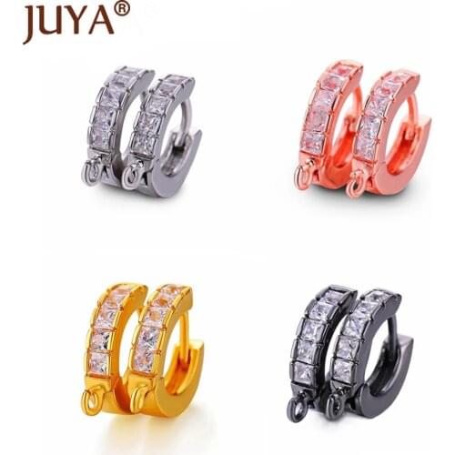 Juya Luxury Zircon Series DIY Earring Findings Handmade Earrings Clasps Hooks Fittings For Jewelry Making Accessories
