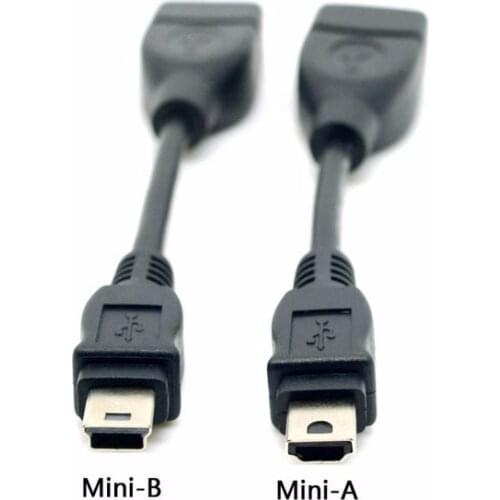 Mini USB 2.0 Type A & Mini USB 2.0 Type B to USB Female OTG Cable DV DC