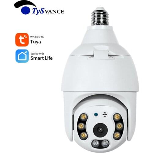 Indoor HD 3MP Lamp Head Full Color Night Vision PTZ IP Wifi Camera Wireless CCTV Security TUYA E27 Bulb Camera Mobile tracking