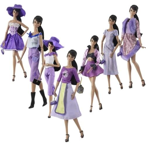 1/6 BJD Doll Clothes Set Fashion Purple Tops Skirt Trousers Dress for Barbie Accessories Outfits 11.5" Dolls Playhouse Kids Toys